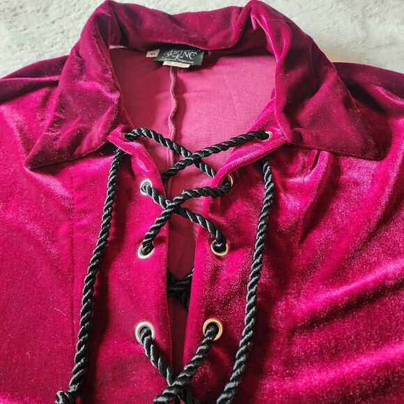 Shrine Hollywood California Red Velvet Medievil Renaissance Long Sleeve Chemise - Picture 3 of 12